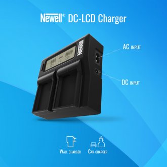 Karikues makinë për kamera Newell DC LCD Dual Channel, për bateri Panasonic VW VBD29 58 78, me ekran LCD