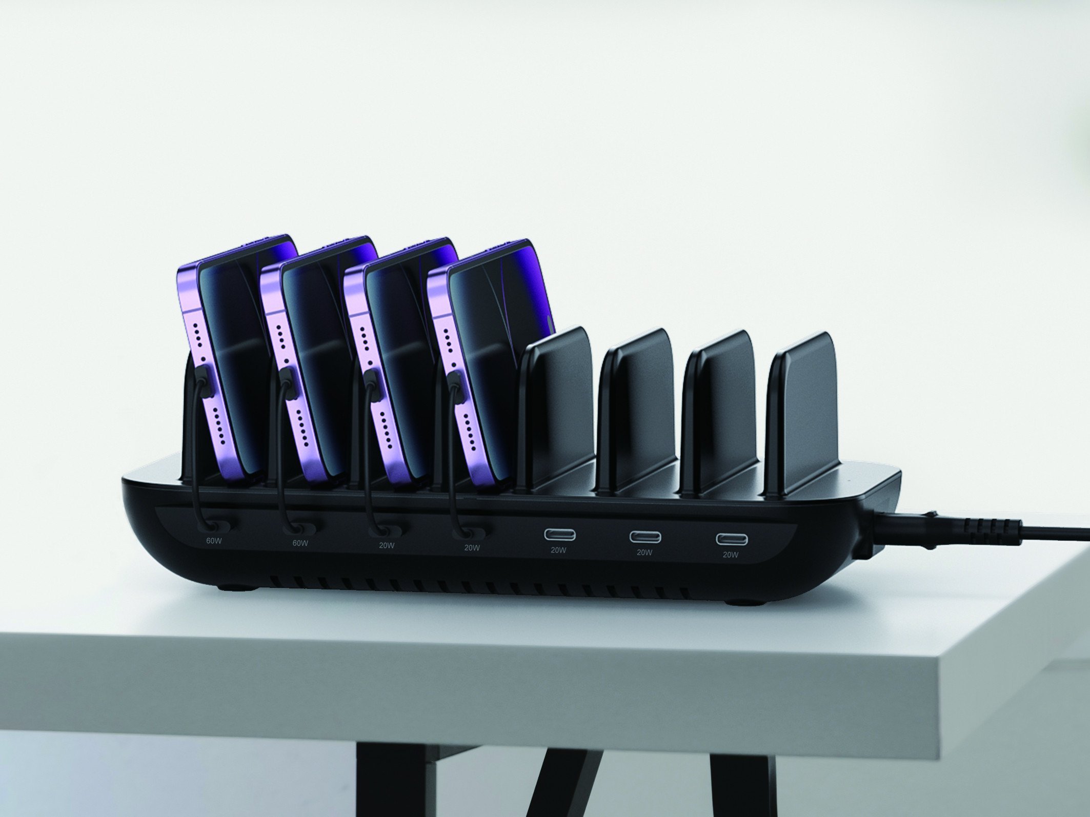 Karikues tavoline Conceptronic OZUL07B, 7x USB C, 160W, i zi
