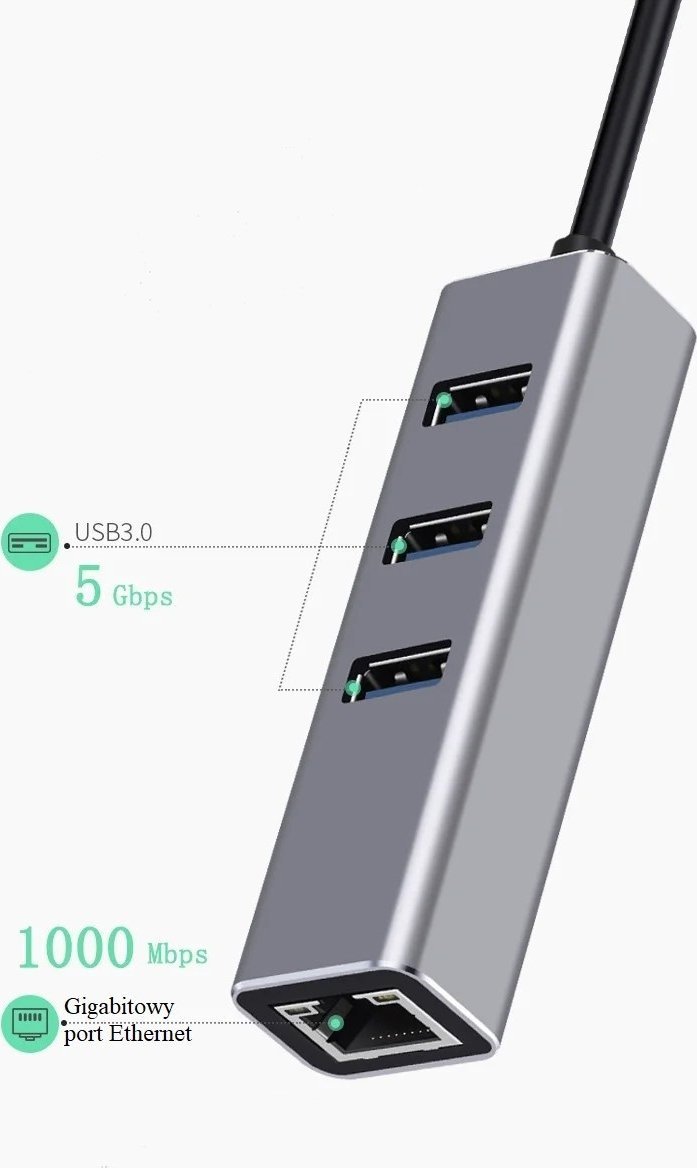 Stacion USB C Bounn JL C3103, 4 në 1, 3x USB 3.0, RJ45, gri