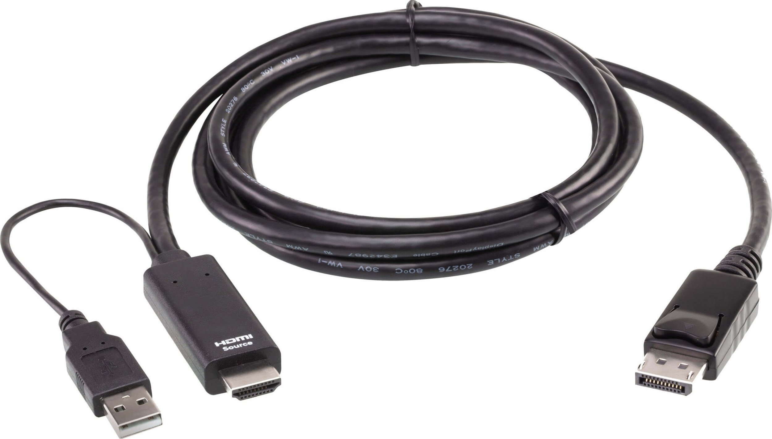 Kabllo HDMI në DisplayPort Aten 2L-7D02HDP, 1.8m, True 4K, e zezë