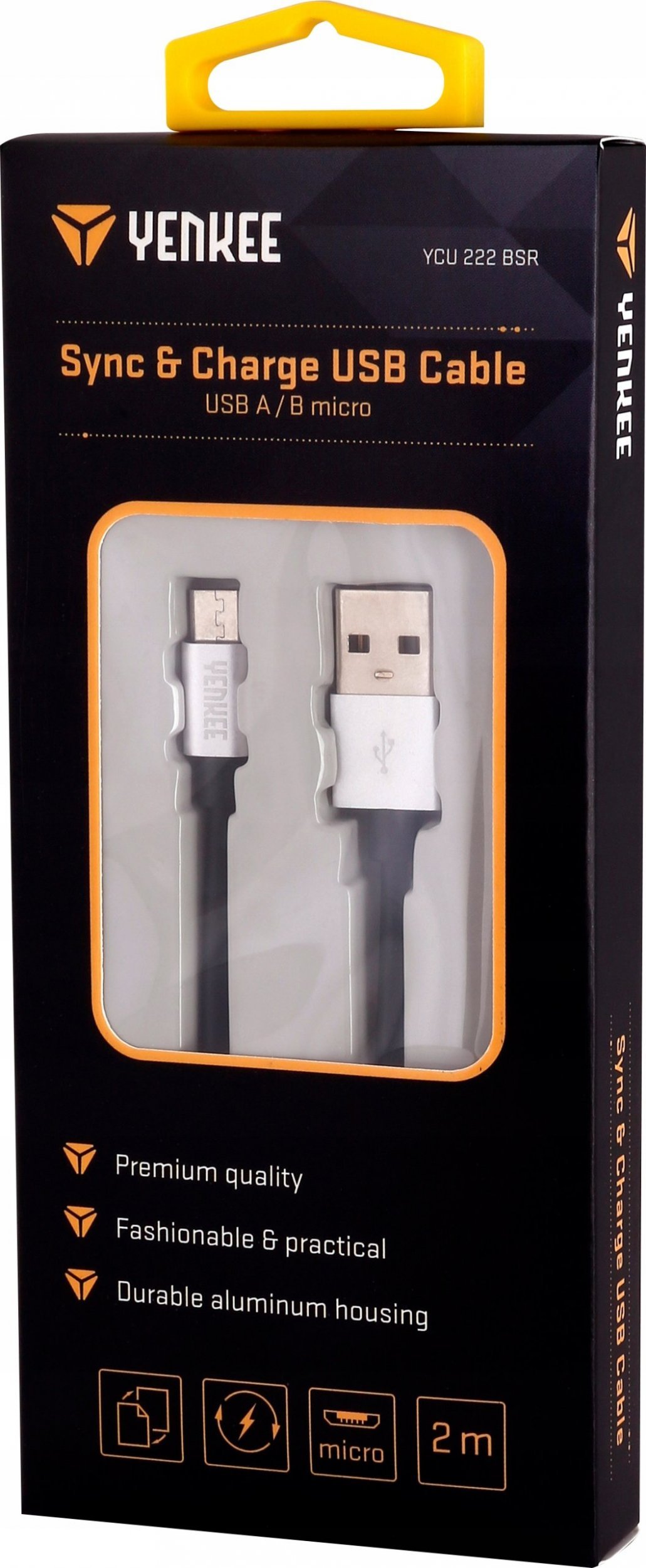Kabllo USB Yenkee YCU 222 BSR, USB A në microUSB, 2 m, argjendi
