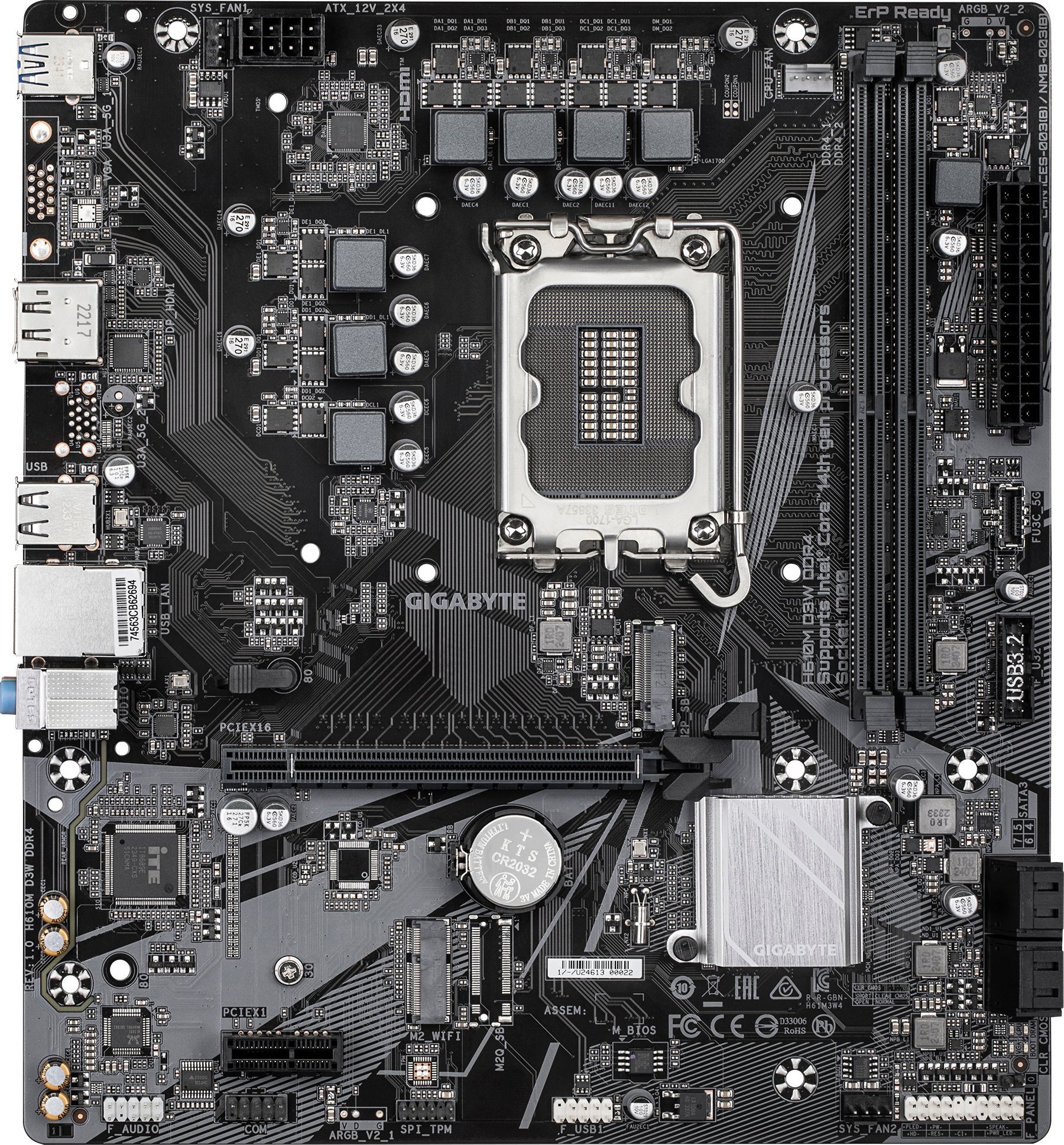 Pllakë amë Gigabyte H610M D3W, DDR4 3200MHz, M.2 PCIe 3.0, e zezë