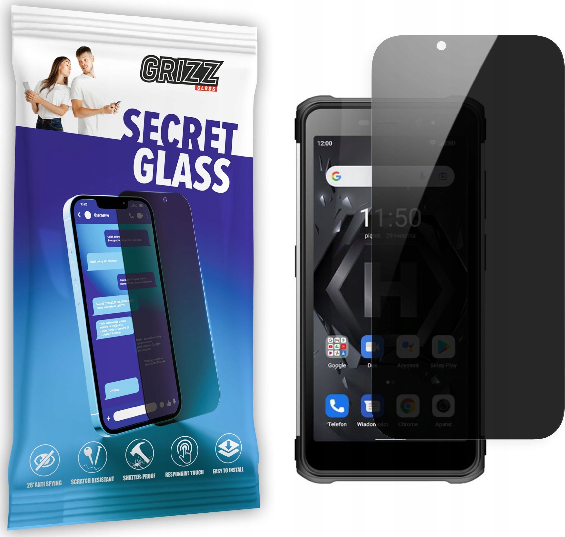 Xham mbrojtës mat privatësie GrizzGlass SecretGlass për Hammer Iron 4