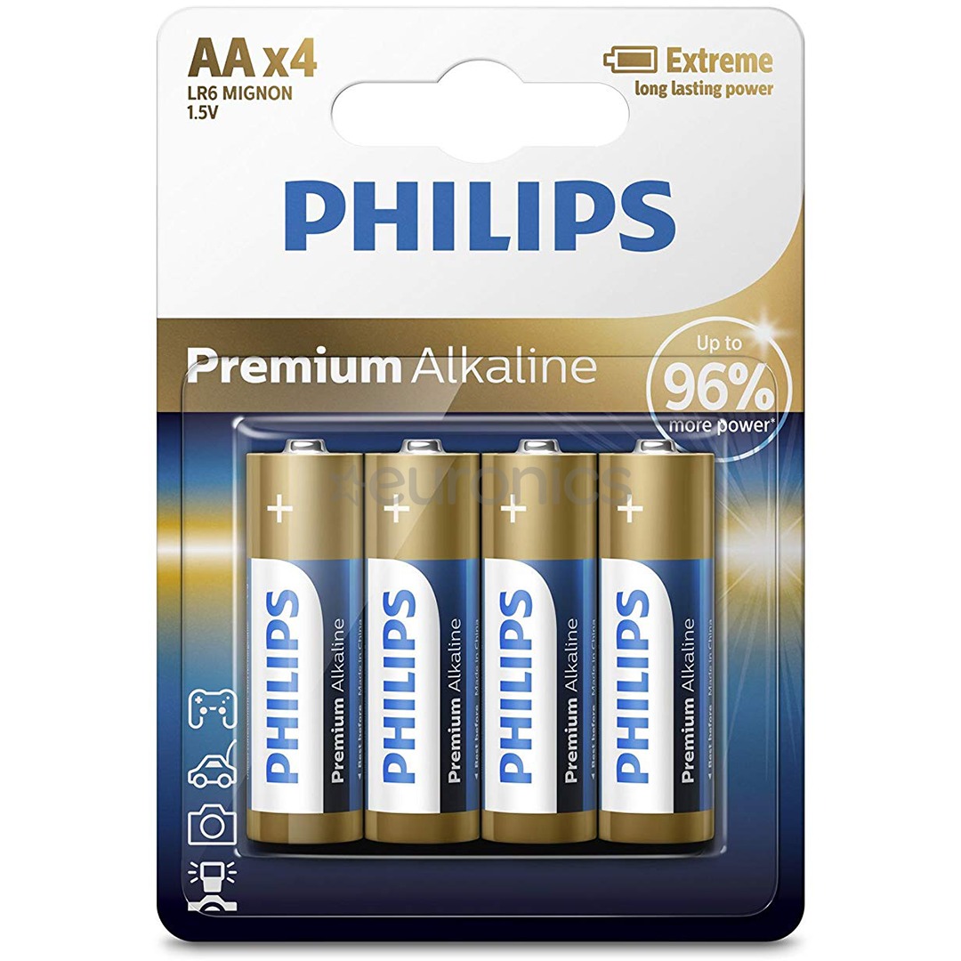 Bateri Philips LR6M4B/10, premium alkaline AA / 4
