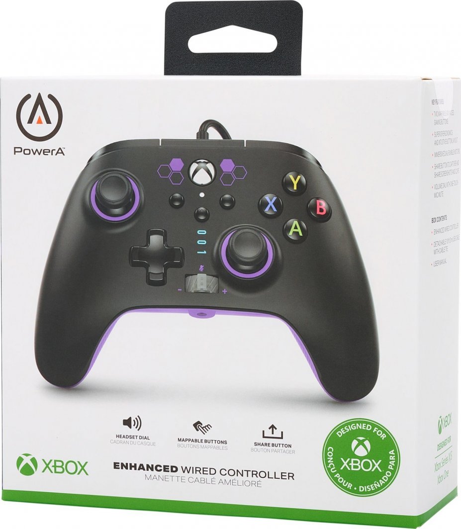 Kontroller PowerA Xbox Enhanced Purple Hex, me kabllo, i zi