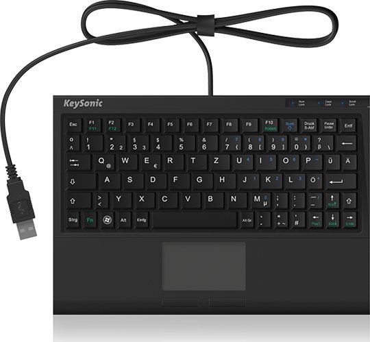 Tastierë KeySonic ACK-3410, USB, layout gjerman QWERTZ, e zezë