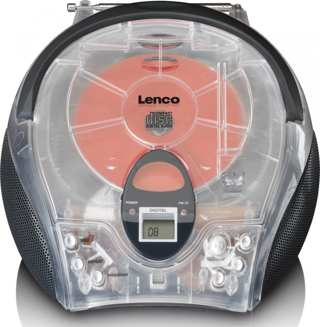 Radio CD player portativ Lenco SCD-24, FM, transparent