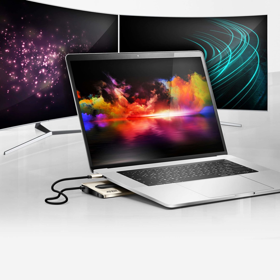 Stacion lidhës ATEN USB-C Multiport, 4K HDMI/VGA, 85W, i zi