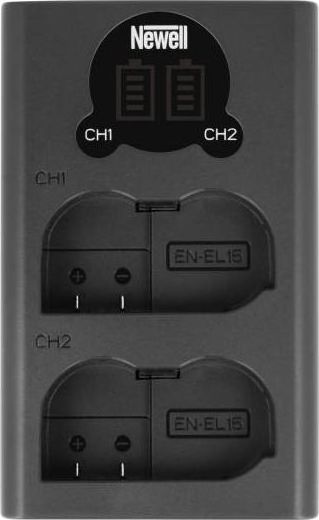 Полнач за батерии Newell DL-USB-C, за EN-EL15, со 2 канали, црн