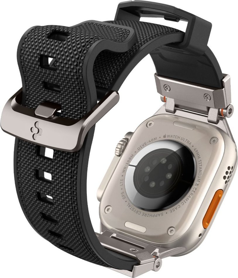 Rrip dore Spigen Durapro Armor për Apple Watch 42 49mm, silikon, i zi