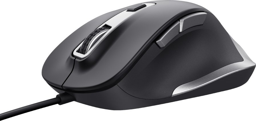 Maus Trust Fyda, ergonomik, me kabllo, i zi ECO