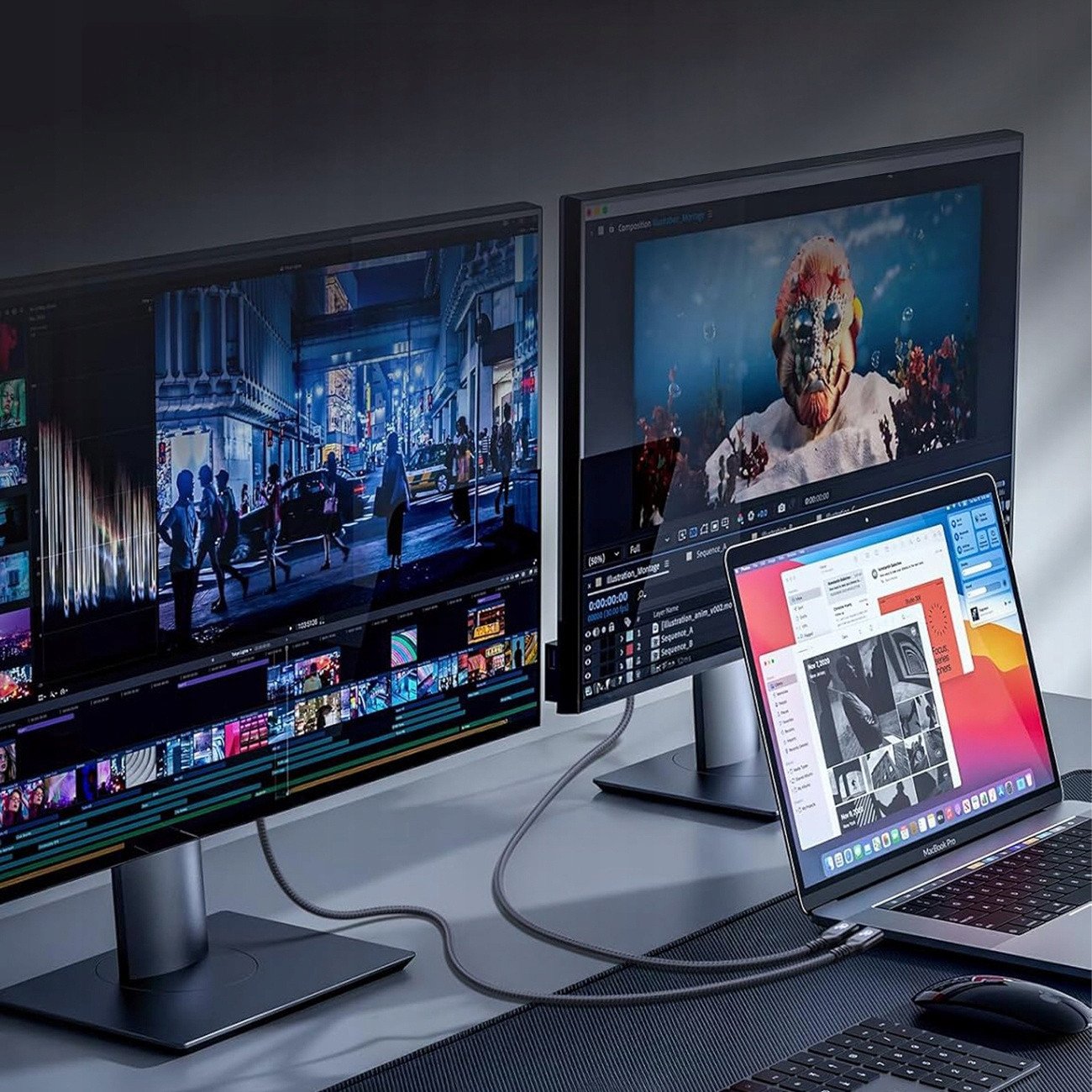 Kабел USB-C Wozinsky WPS-UY42S, Thunderbolt 4, 240W, 2m, црн