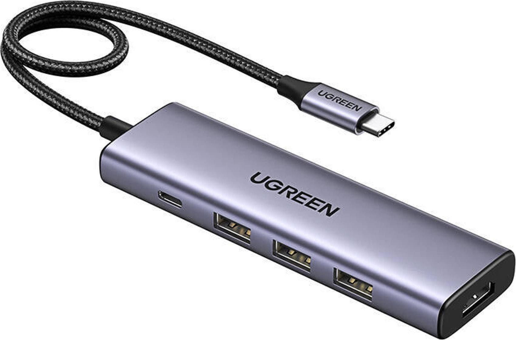 Dock USB Ugreen 15596, 5 në 1, USB 3.2, HDMI 4K, Power Delivery 100W, alumini