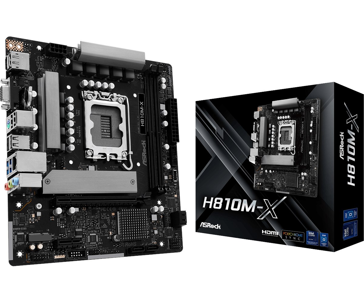 Pllakë amë ASRock H810M-X, Intel H810, LGA 1851, Micro ATX