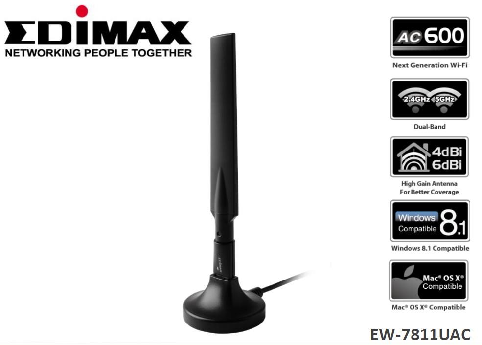 Përshtatës Wi-Fi EDIMAX EW-7811UAC, USB, 433 Mbit/s, i zi