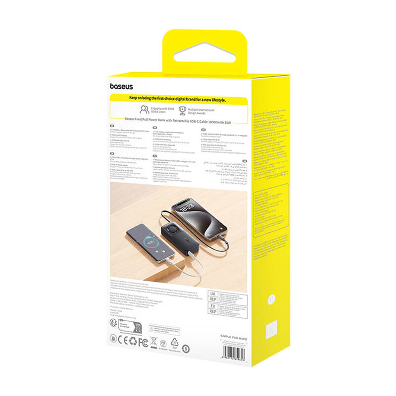Powerbank Baseus Free2Pull, 10000mAh, 30W USB C, i zi