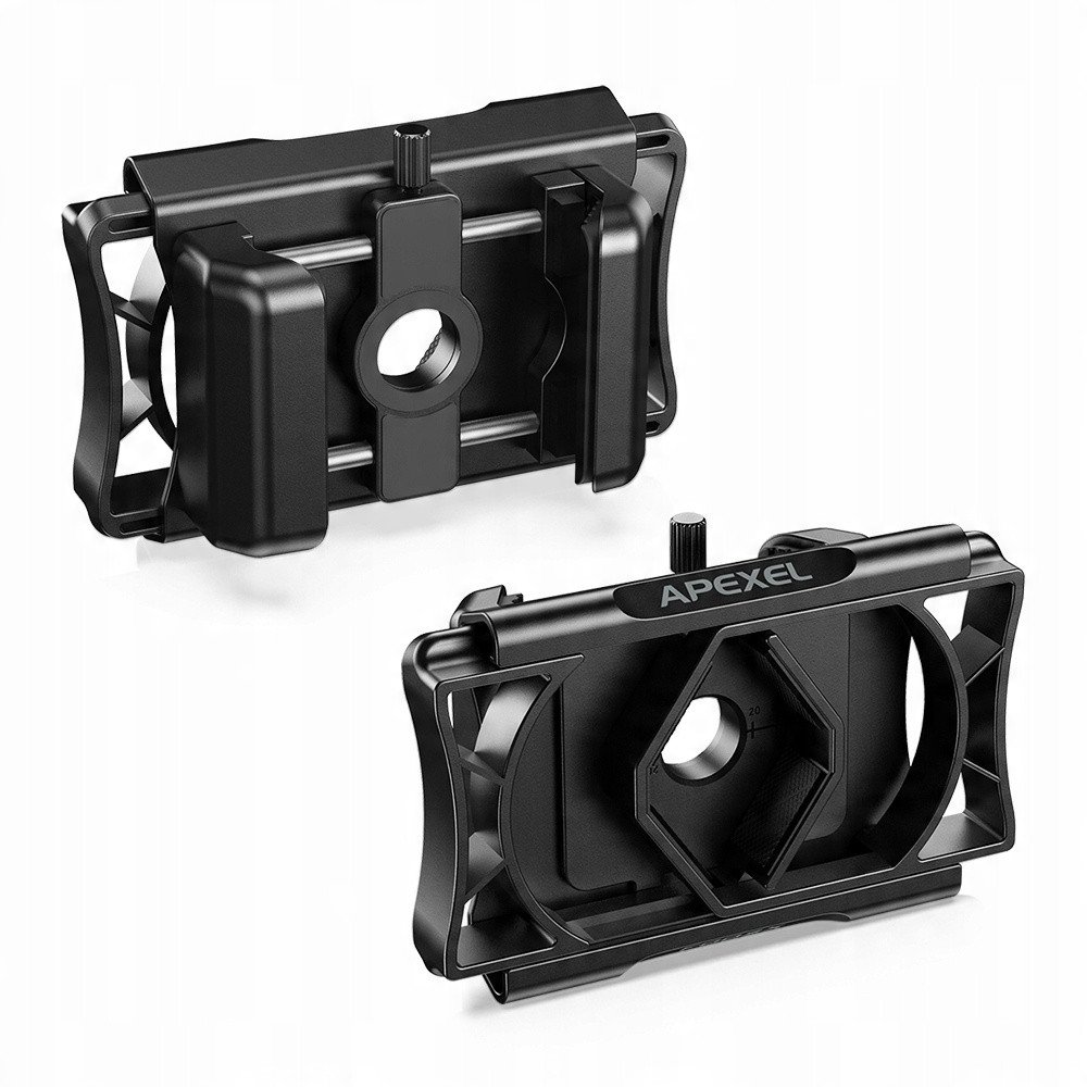 Adapter telefoni Apexel, për dylbi dhe teleskop, rrotullim 360°, i zi