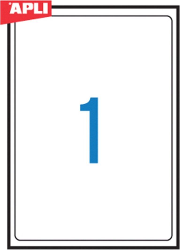 Etiketa ngjitëse Apli Universal, 199.6x289.1mm, 100 fleta, të bardha