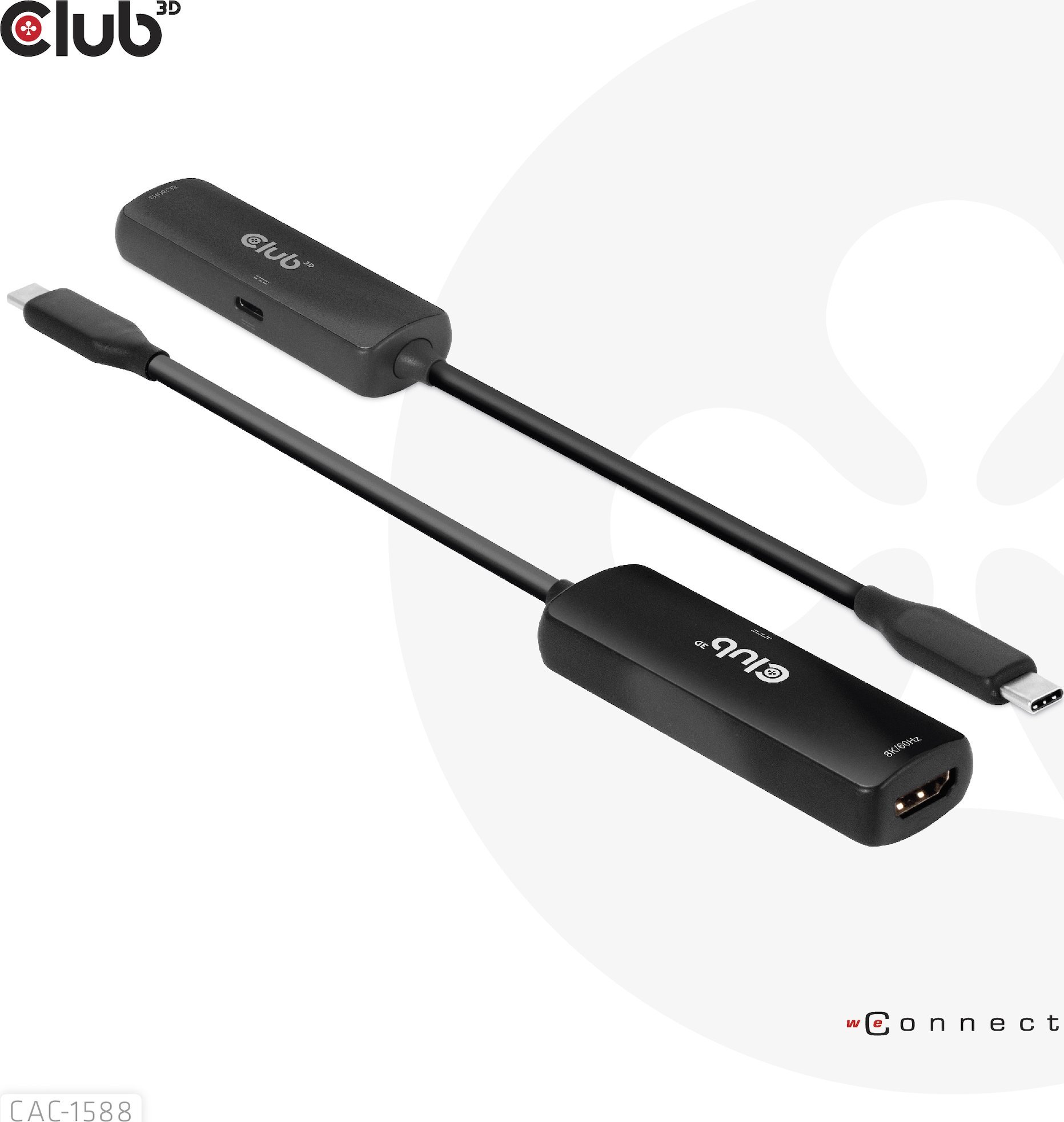 Adapter USB C në HDMI Club 3D CAC 1588, 8K 60Hz, 4K 120Hz, i zi