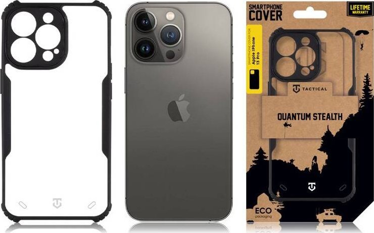 Mbulesë telefoni Tactical Quantum Stealth Cover për iPhone 13 Pro, TPU, transparente me të zezë