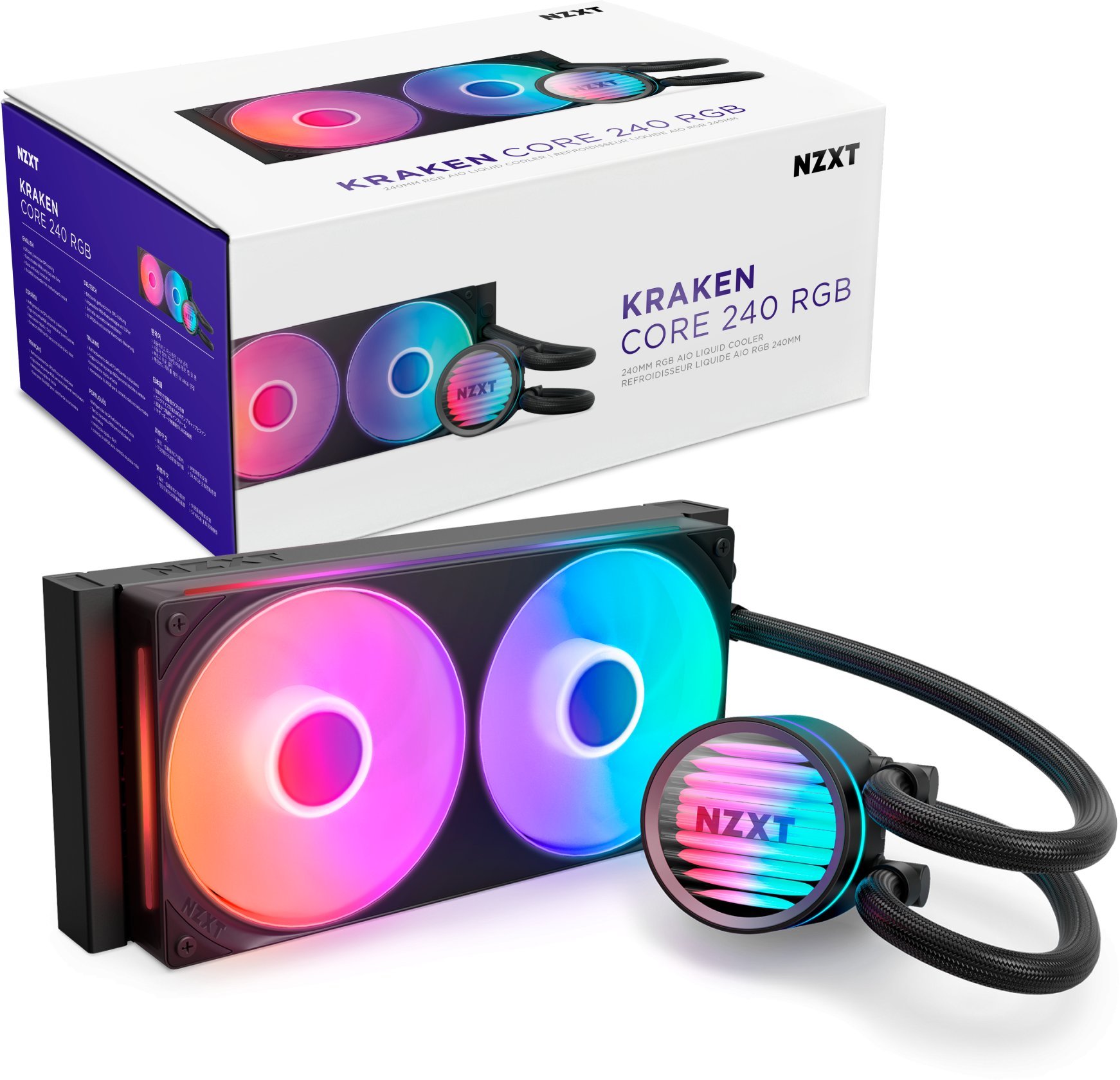 Ftohës uji CPU NZXT Kraken Core RGB 240mm, Intel AMD, i zi