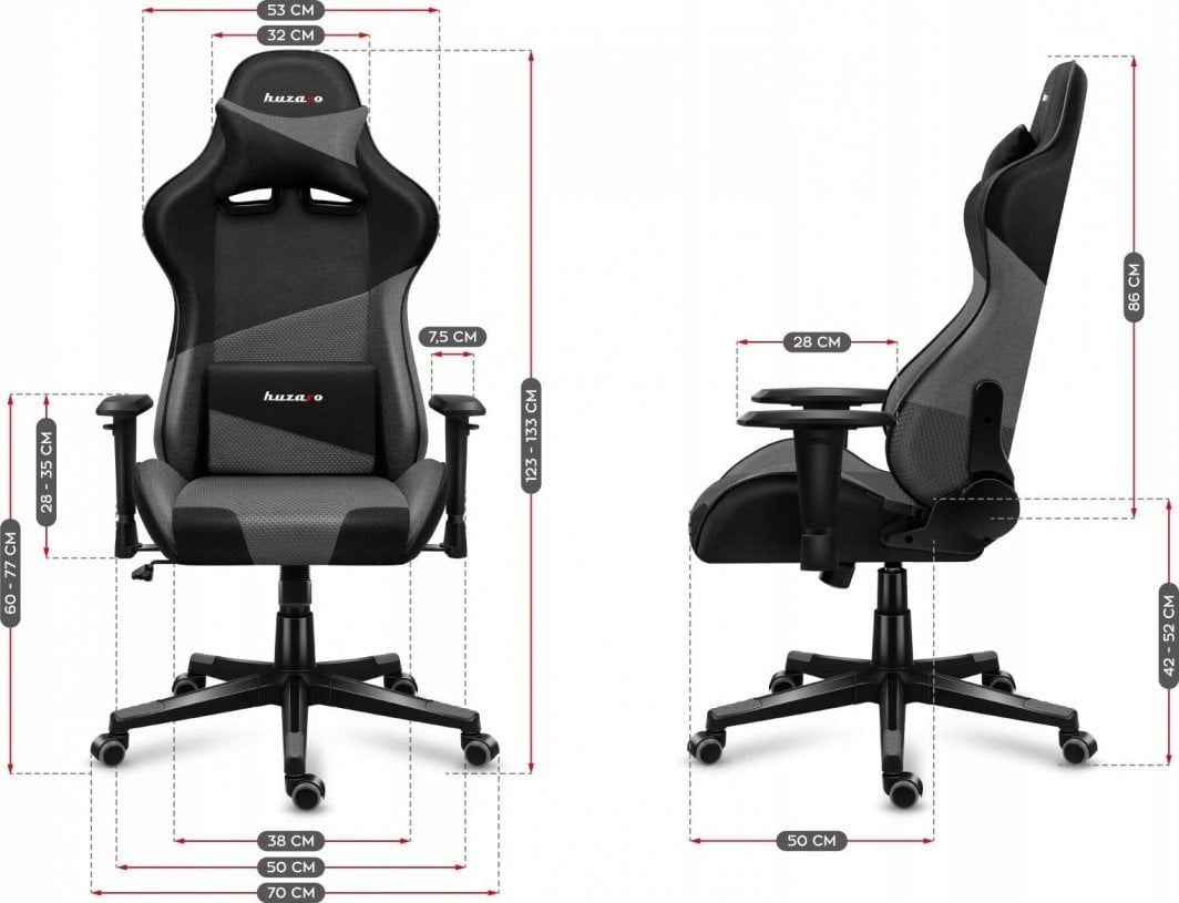 Karrige gaming Huzaro Force 6.2, rrjetë, deri 130kg, gri e zezë