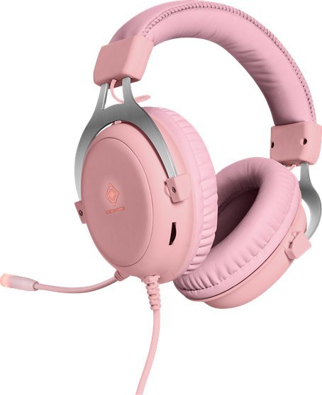 Kufje gaming Deltaco PH85 GAM-030-P, me kabllo, rozë