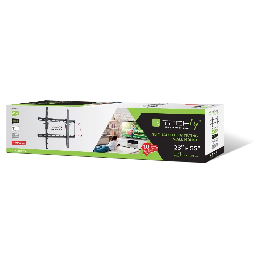 Mbajtëse muri për TV Techly, 23-55", 45 kg, e zezë