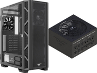 Set kasë kompjuteri PREYON Nest Meshy PRENM02B me furnizues EAGLE POWER GOLD 1000W, ATX, xham i temperuar, i zi