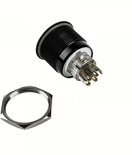 Buton metalik DimasTech Blackline Dot, 25mm, RGB, i zi