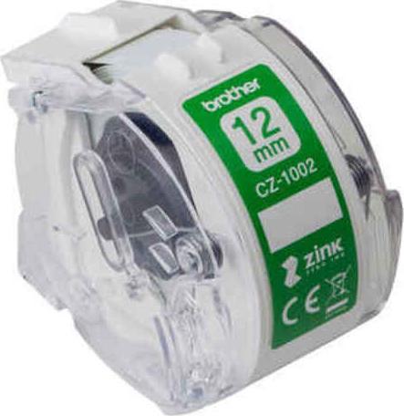 Shirit letre ngjitëse Brother CZ1002, 12mm, 5m, e bardhë