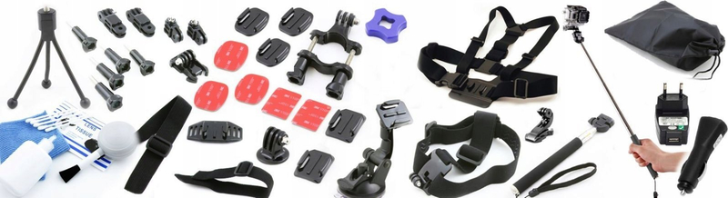 Set aksesorësh Xrec për GoPro Hero 4 3+ 3 2 1, montim sportiv, me çantë mbrojtëse, i zi