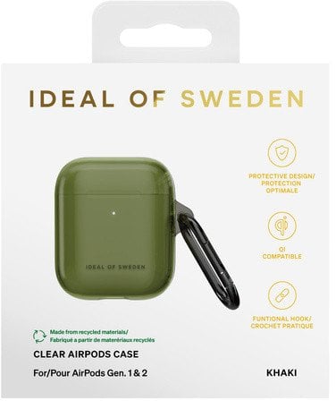 Çantë për kufje IDeal of Sweden Designer Hard Cover Khaki Chiaro, mbrojtëse për AirPods, jeshile khaki