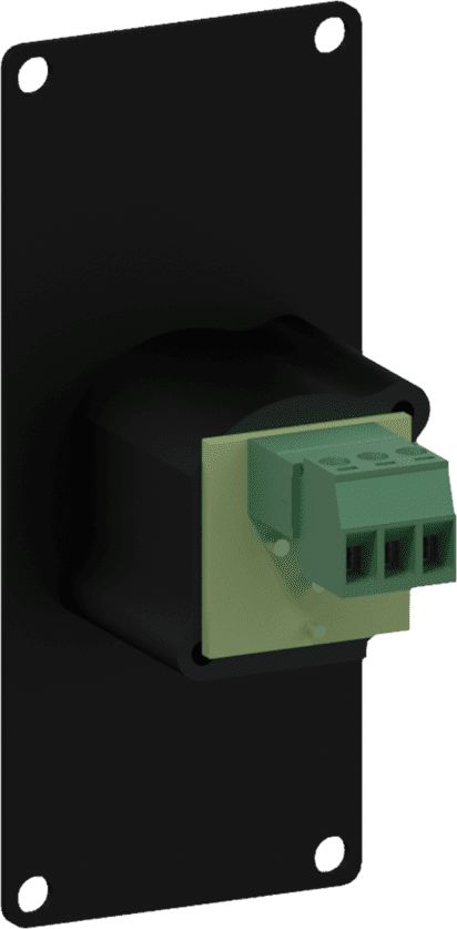 Modul paneli audio Caymon CASY122, lidhës XLR mashkull, instalim me terminal bllok, i zi