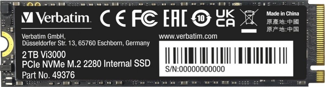 Disk SSD Verbatim Vi3000, 2TB, M.2 2280 PCI-E x4 Gen4 NVMe