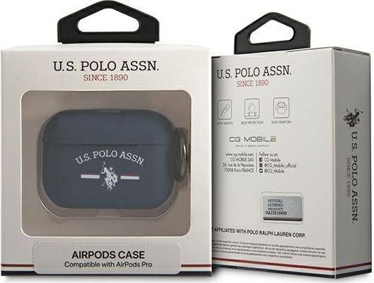Mbulesë mbrojtëse U.S. Polo Assn USACAPSFGV për AirPods Pro, PC TPU silikon, navy blue