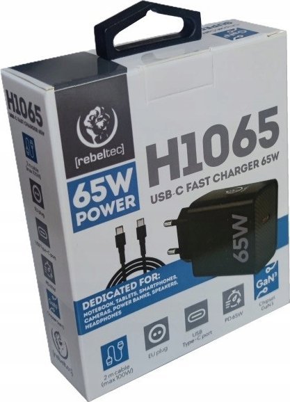 Karikues USB C Rebeltec H1065 GaN3, 65W, Power Delivery 3.0, i zi