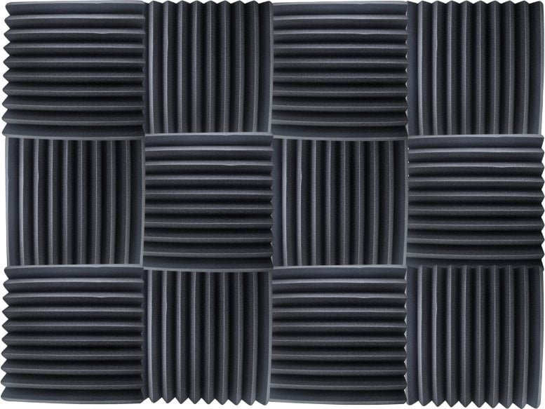 Panele akustike vetëngjitëse Bottoms, shkumë 50x50x5 cm, set 12 copë, të zeza