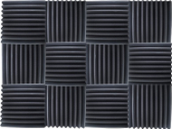 Panele akustike vetëngjitëse Bottoms, shkumë 50x50x5 cm, set 12 copë, të zeza