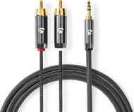 Kabllo audio Nedis Profigold, 1m, 2x RCA në 3.5mm, stereo, ari, najlon