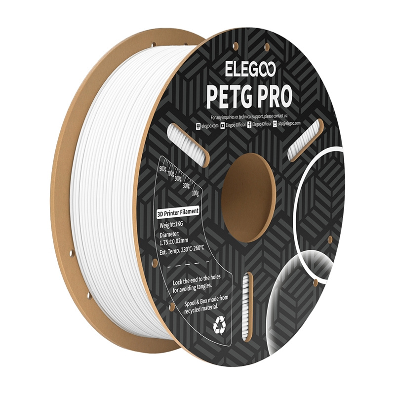 Filament 3D Elegoo PETG Pro, 1.75mm, 1kg, i bardhë