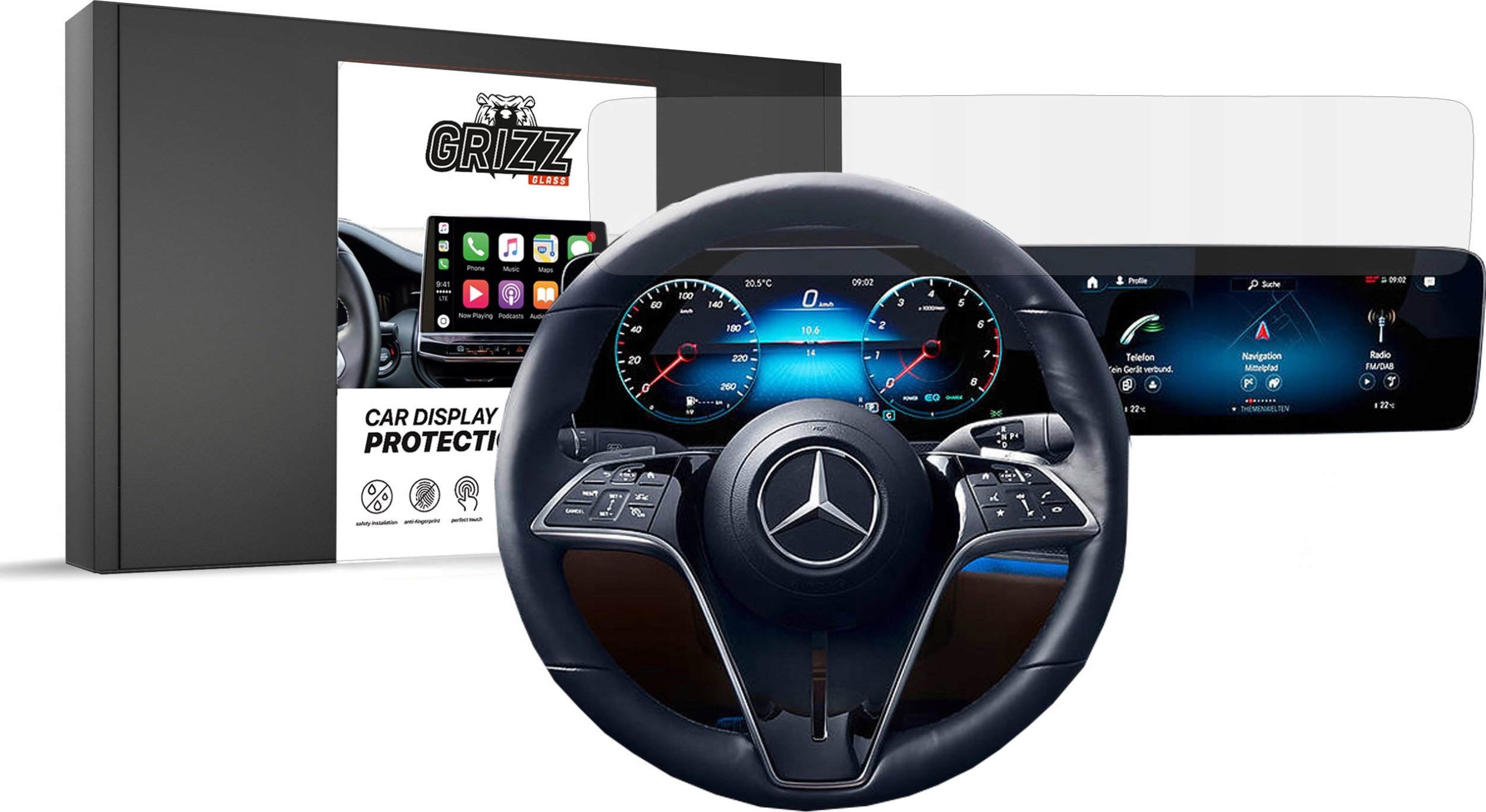 Fletë mbrojtëse ekrani GRIZZ MatteScreen për Mercedes E Class Cabrio 2020-2023, anti-shenjë gishtash, matte, transparente