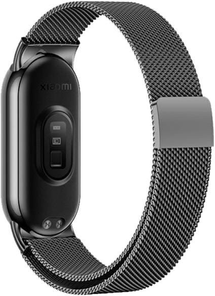 Rrip dore Beline për Xiaomi Mi Band 9 8, magnetik, çelik inox, i zi