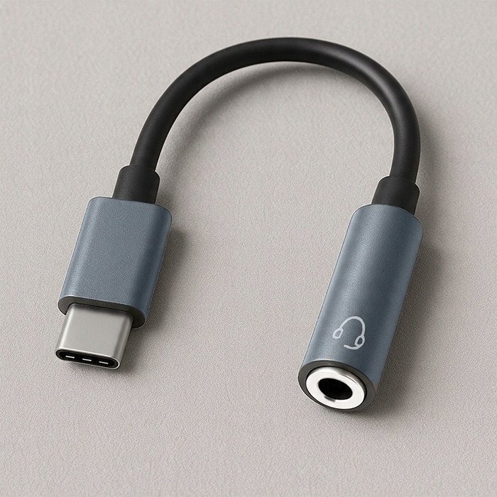 Adapter audio Qoltec 51786, USB C në 3.5mm, 10cm, i zi