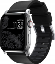 Rrip për Apple Watch Active Band Pro, 46mm 49mm, lëkurë sportive, argjend e zi