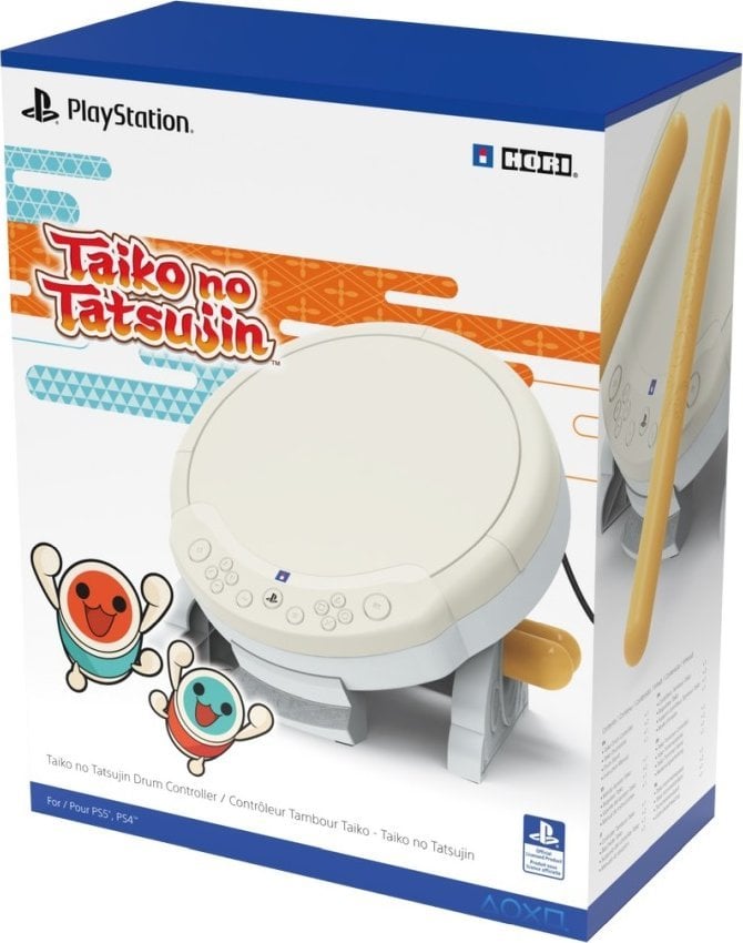 Konsollë daulle Hori Taiko No Tatsujin, për PS5 PS4 PC, me dy shkopinj, e bardhë