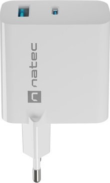 Karikues Natec Ribera GaN NUC-2142, 45W, 1x USB A 1x USB C, i bardhë