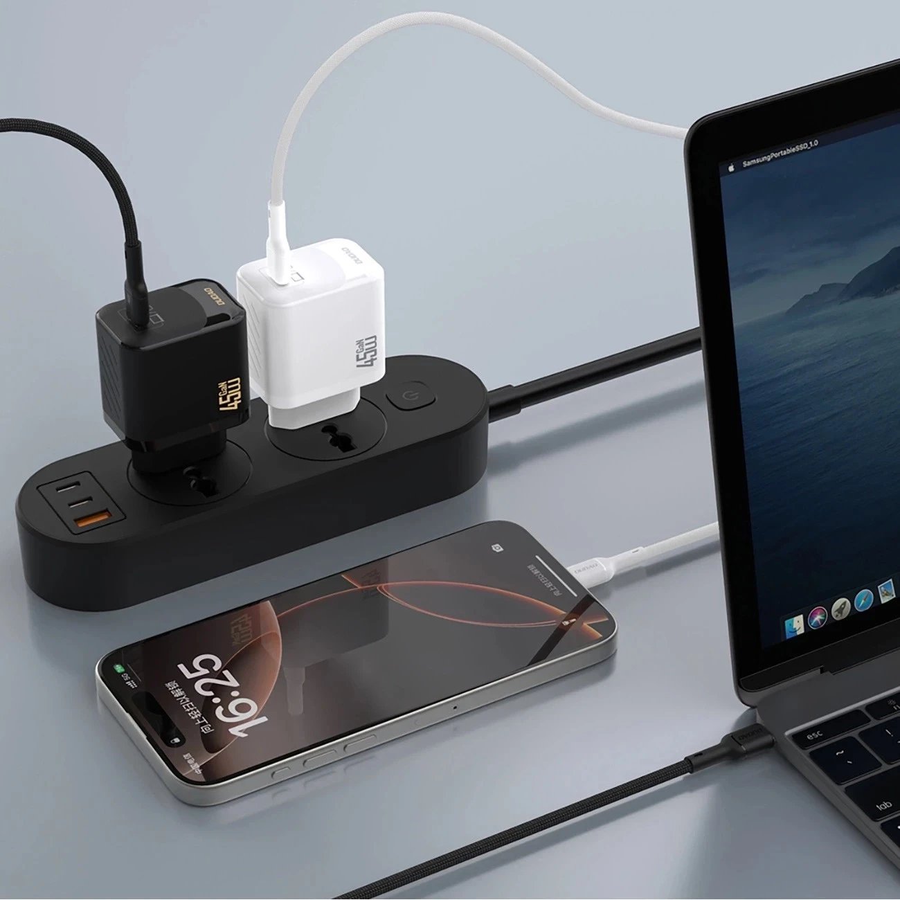Karikues muri Dudao A28EU, 45W GaN, USB C, i zi