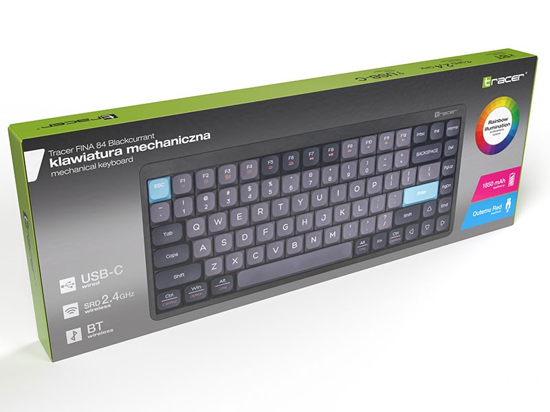 Tastierë mekanike Gaming Tracer FINA 84, USB, RGB, e bardhë
