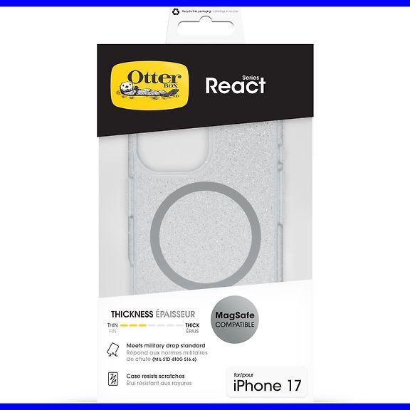 Mbështjellës telefoni OtterBox React për iPhone 17, MagSafe, transparent